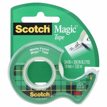 SCOTCH Magic 105 Office Tape, 300 in L, 3/4 in W, Plastic Backing 24414